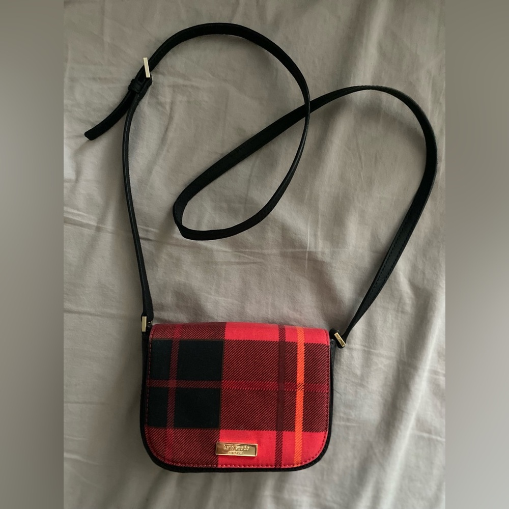 Kate Spade Carsen Newbury Lane Red Black Plaid Crossbody